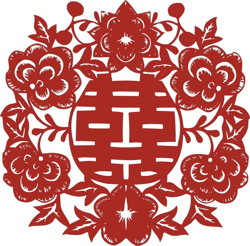 中国风中式传统喜庆民俗人物动物窗花剪纸插画边框AI矢量PNG素材【2654】